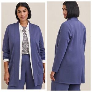 Torrid Studio Cupro Open Front Cardigan Womens Sz 6X Blue Wrinkle Resistant